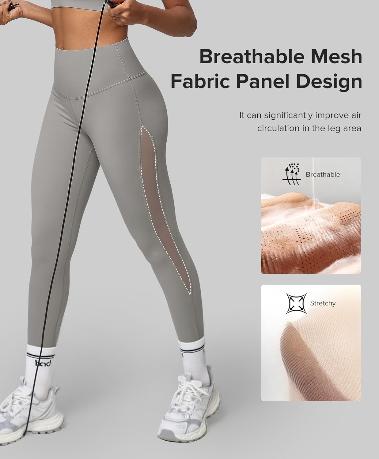 BRXL Compression Leggings with Breathable Mesh Panels for Women Tummy Control Leggings High Waist Workout Athletic Yoga Pants - Image 3