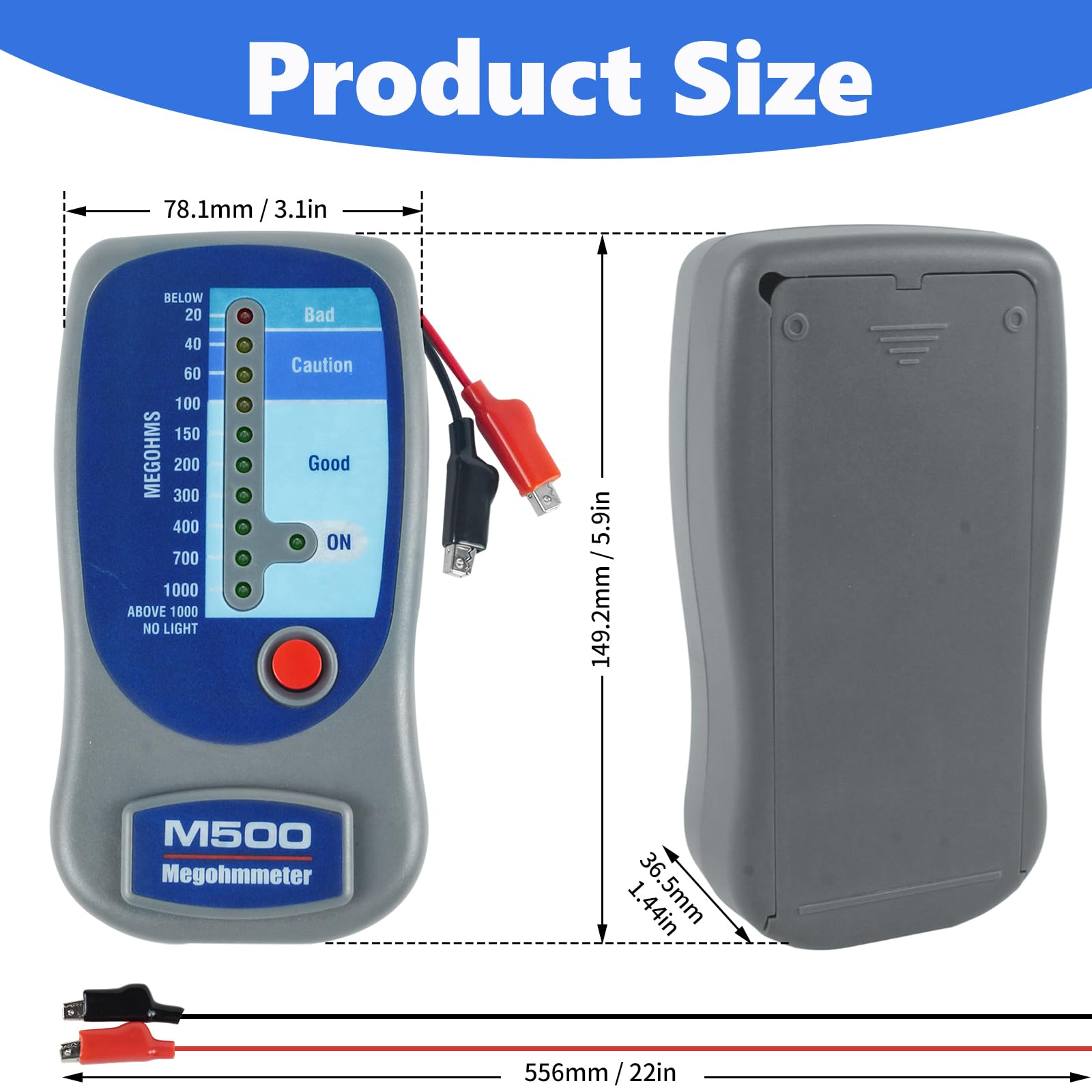 M500 Insulation Tester/Electronic Megohmmeter 500V with Soft Carrying Case — Amazon image 4