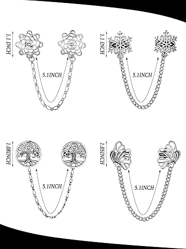 Miniatura 2 de Yunlly 4 piezas vintage suéter chal clips retro cárdigan cuello clips vestido camisa broche para mujer, Zinc, Aleación de zinc