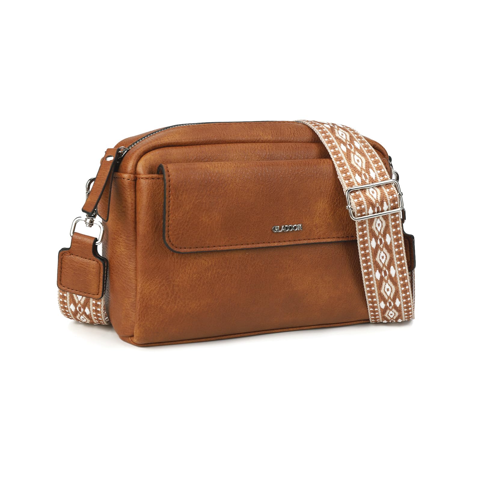 Gladdon borsa donna, borse piccola tracolla, borsa tracolla donna in pelle PU, con tracolla rimovibile, ampio nastro jacquard per uso quotidiano, regalo per le donne