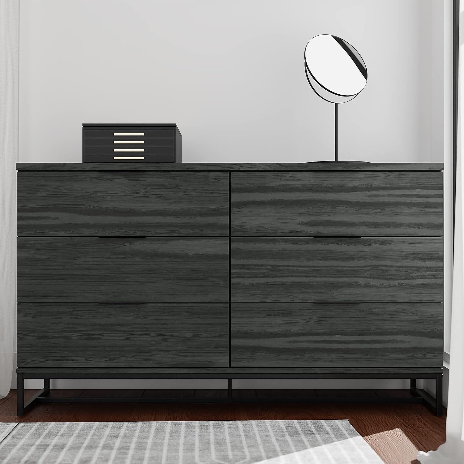 Edenbrook Preston 6 Drawer Dresser - Storage Chest - Modern Design - Easy Assembly - Multiple Colors, Burnt Driftwood