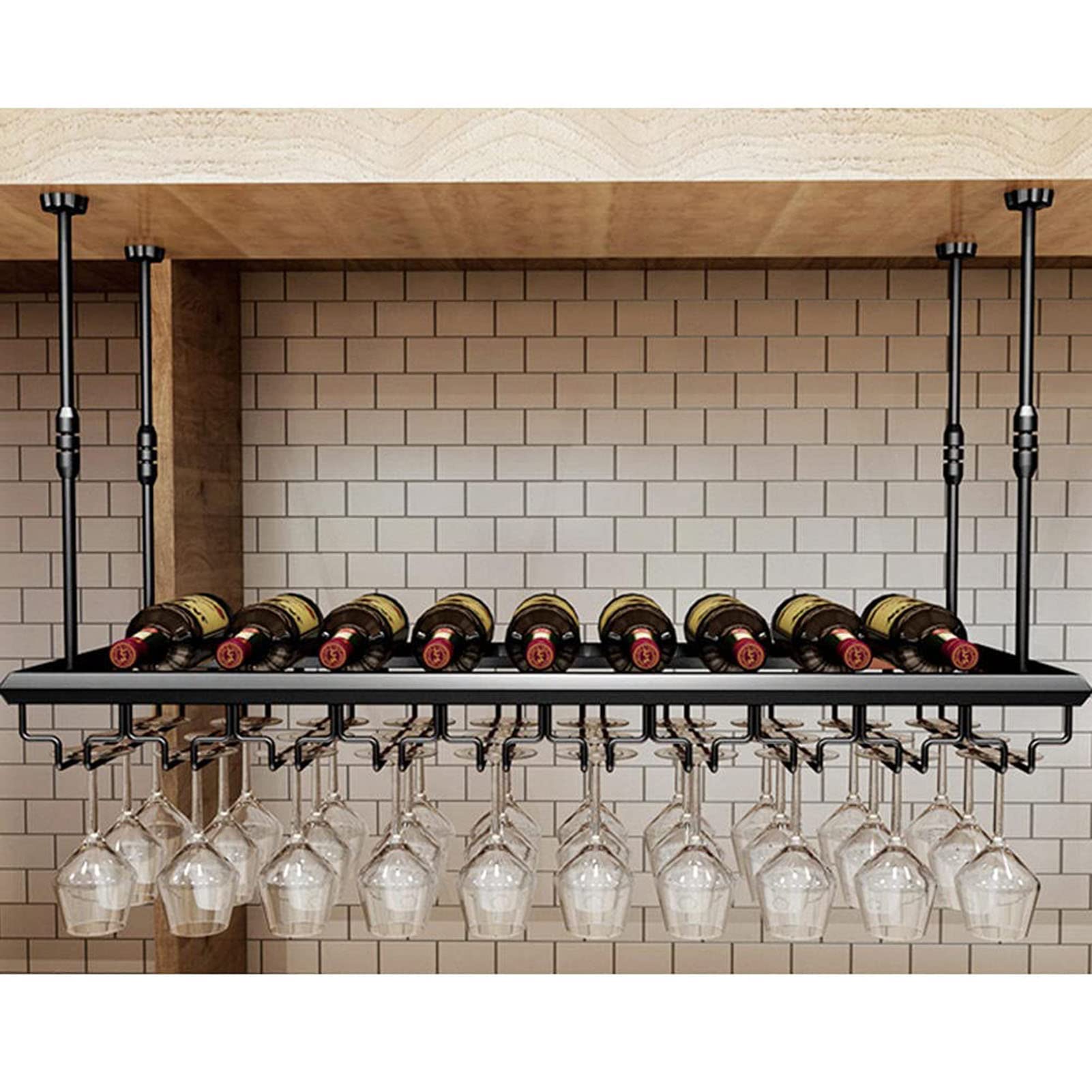 GUDMART® Adjustable Wine Glass Shelves, Metal Mounted Ceiling Hanging Wine Glasses, Shelves for Decoration, Bars, Restaurants Wine Storage