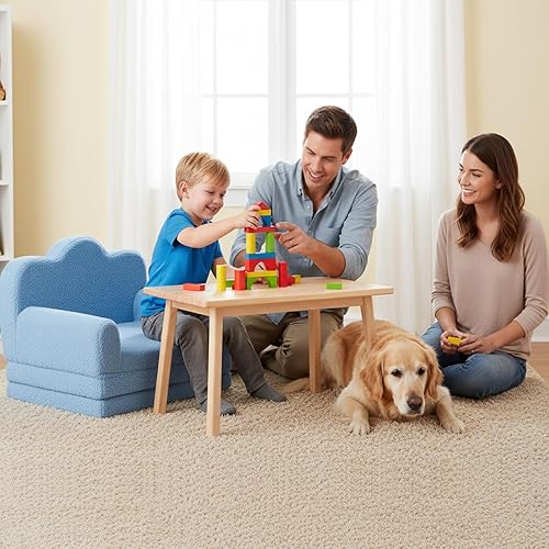 Miniatura 17 de Tiita Silla infantil de felpa para niños, sofá de felpa que brilla en la oscuridad, sofá para niños pequeños con funda lavable, asa de transporte,