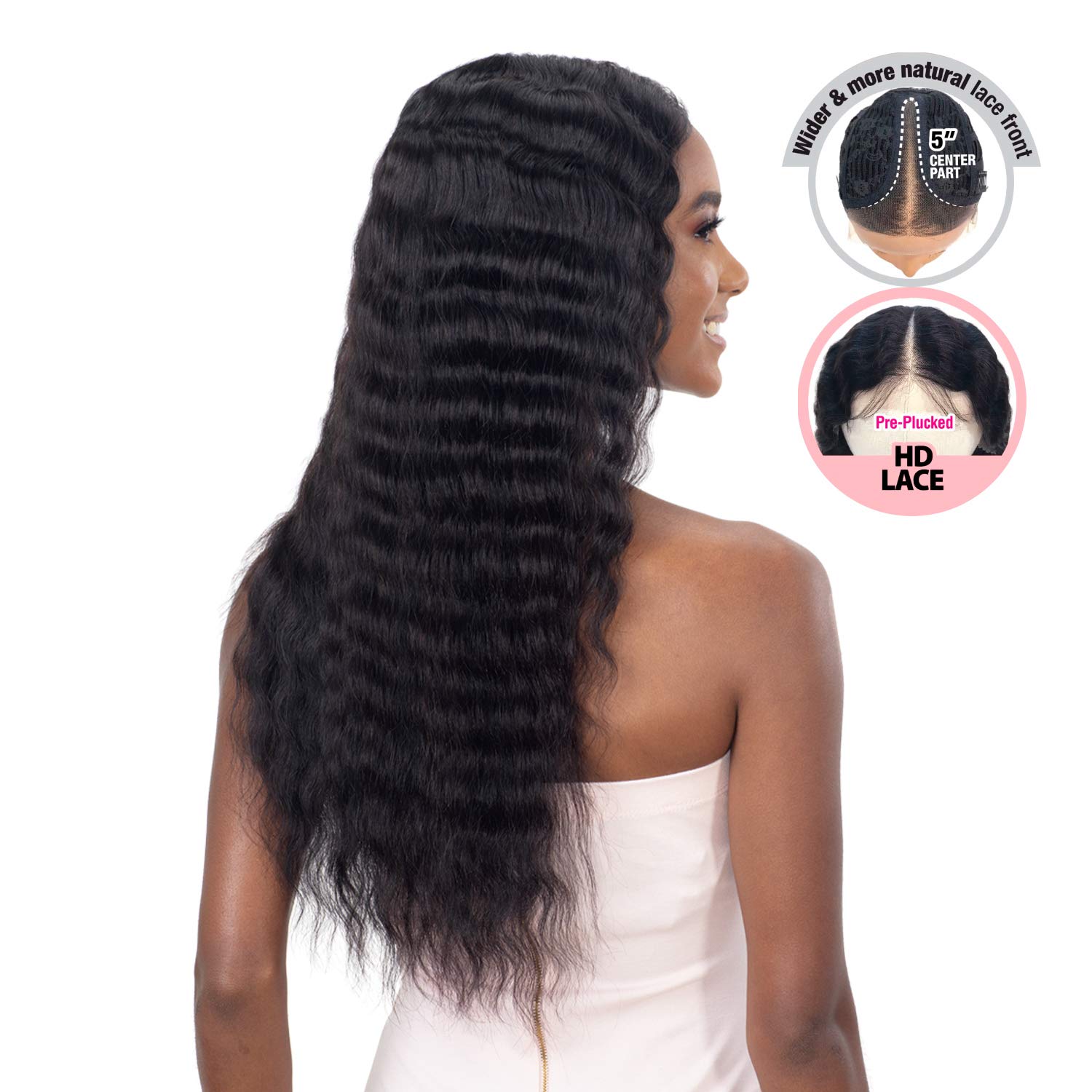 Shake-N-Go Girlfriend 100% Virgin Human Hair HD Lace Front Wig - DEEP WAVER 24 (NATURAL/DK)