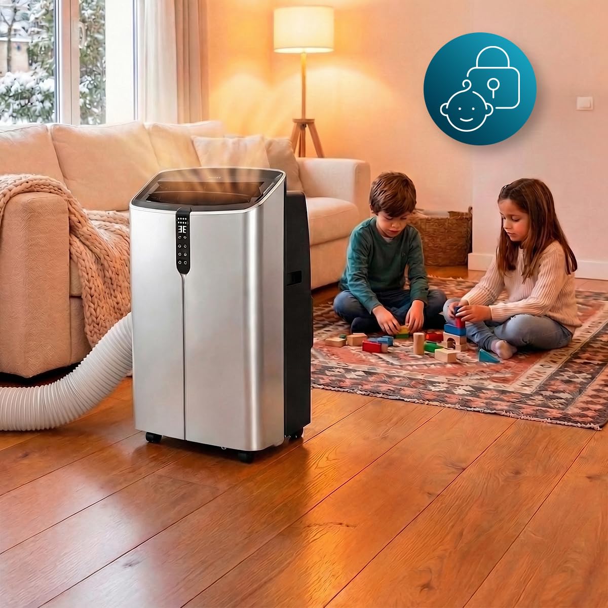Cecotec Condizionatore Portatile Pompa di Calore ForceClima 14800 Nux Heating. 14000 BTU, Telecomando, Display LED, 5 Modalità, 3 Velocità, Timer, Copertura 30-35m², Benessere Tutta la Casa
