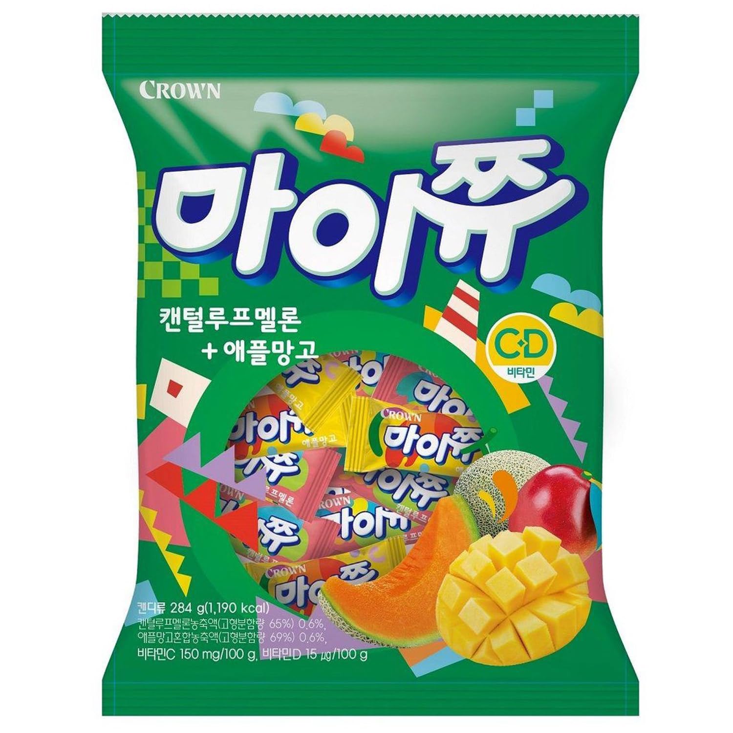 LENITH K-Food Crown Chewy Fruit Snack Gummy Variety Pack Fruit Gummy Candy 284g – Apple Mango (Pack of 1)