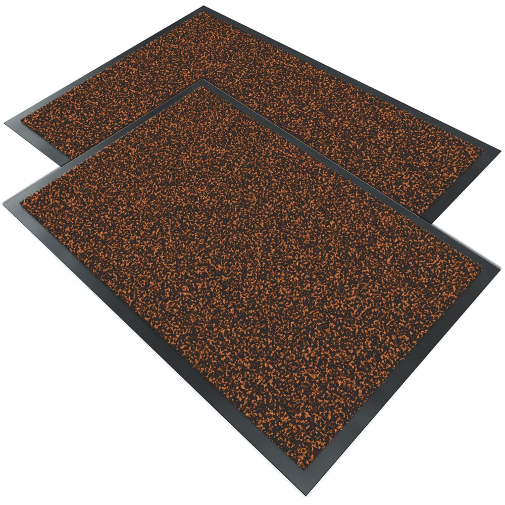 VOUNOT Juego de 2 Felpudos Entrada Casa, Alfombra Exterior para Puerta, Impermeable Antideslizante Lavable, Alfombra para Interior y Exterior, 40x60cm, Marrón Oscuro