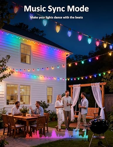 Miniatura 6 de Brightever Luces de Navidad inteligentes C9 para exteriores, extralargas de 132 pies, 200 luces LED RGB de Navidad con control remoto y