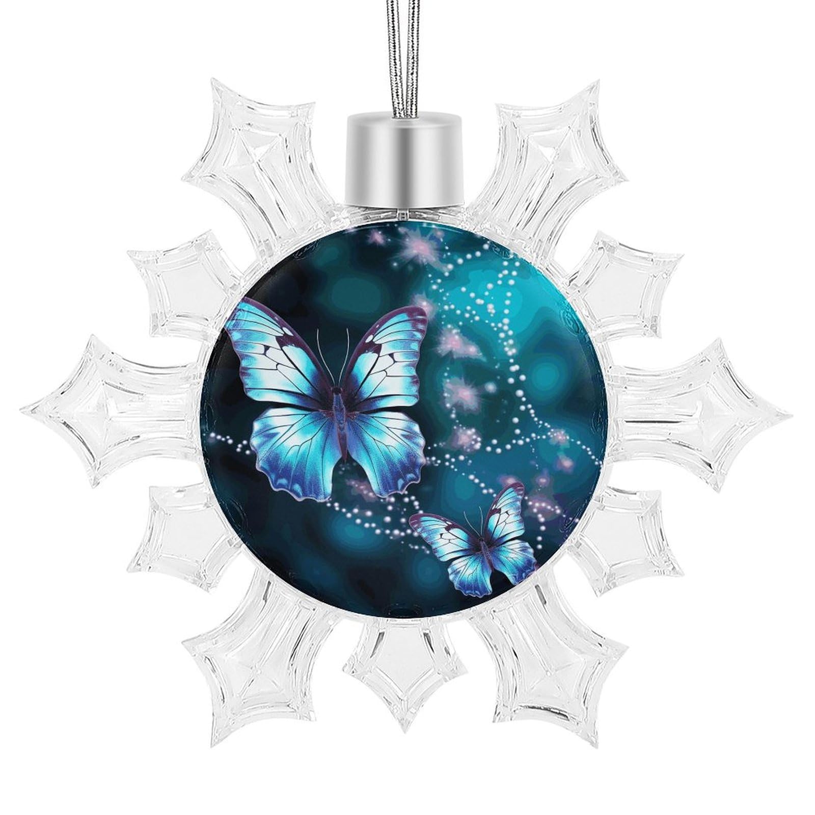 Flocon de neige imprimé papillon pour décoration de fête de Noël
