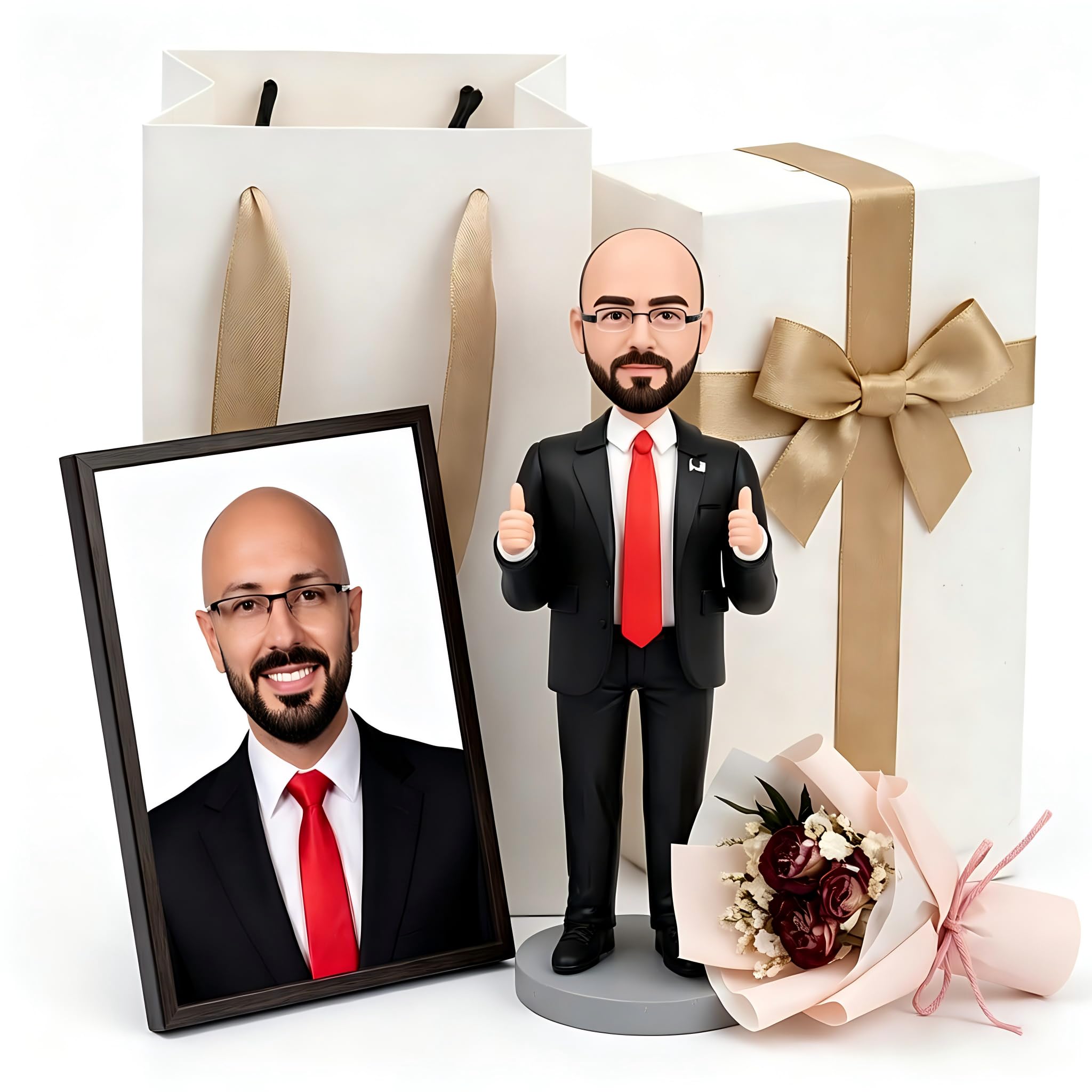GamGok Custom Bobblehead,Design Your Own Figurine with Custom Skin Tone, Hair, Eyes & Accessories, for Lovers, Family, Business, or Graduation Keepsake(Proof Provided Prior to Completion)