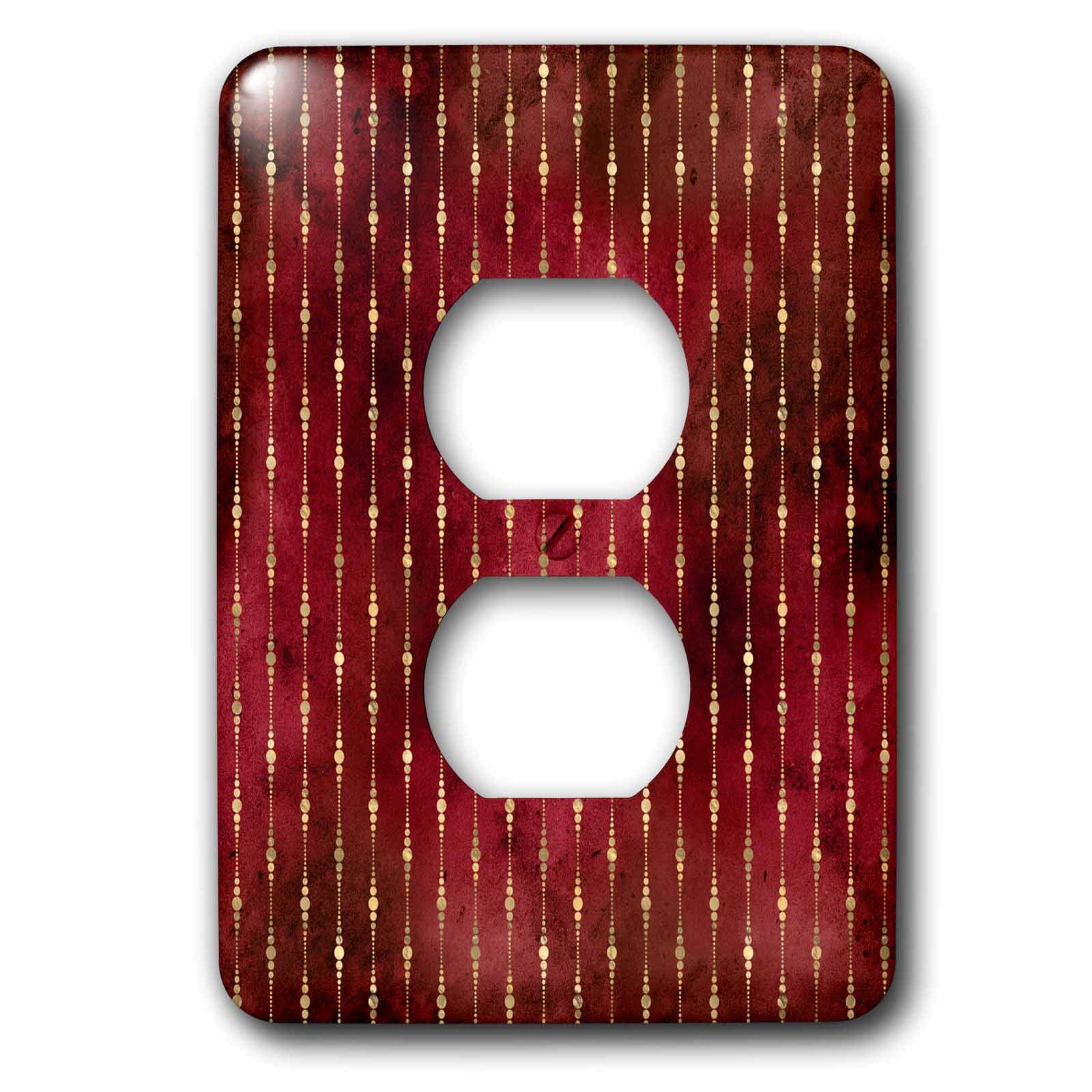 Interruptor de luz 3dRose con diseño de acuarela roja y rayas de puntos