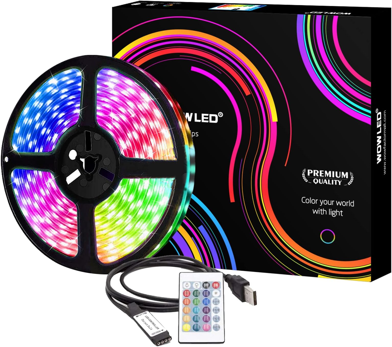 RGB LED TV Backlight 2M 60LEDs USB Powered Multi Color SMD 5050 Lights Strip Kit with 24 Key Remote Control for Flat Screen TV, PC Monitor, Party Decor