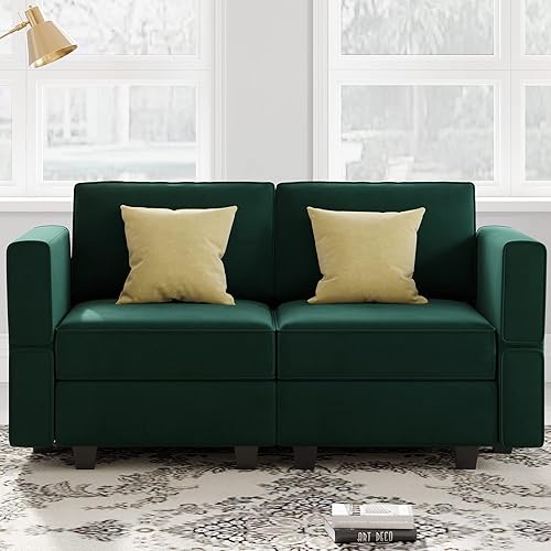 Miniatura 203 de Belffin Sofá modular Módulo medio con almacenamiento Accent Silla sin brazos para sofá modular seccional terciopelo gris Gris,Negro -,Azul,Verde