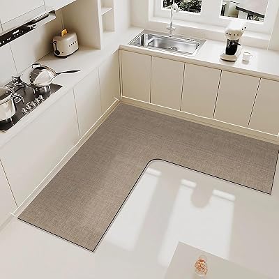 Tapete de Cocina Esquinero, 1 Pieza en Forma de L, Superabsorbente, Antideslizante(Color13,120 * 120 * 45cm)