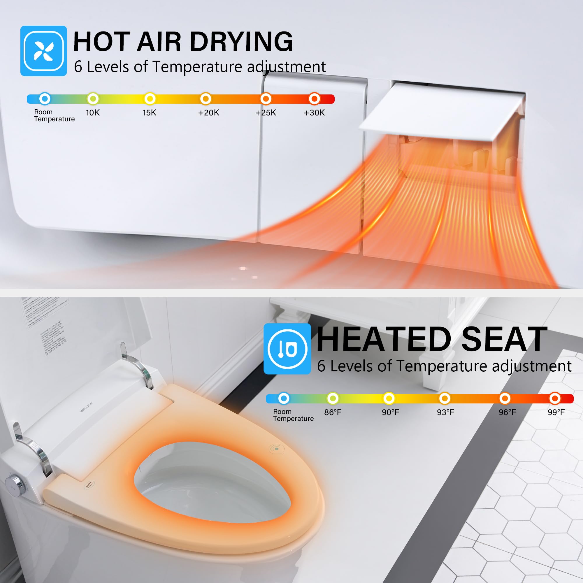 WELLFOR Smart Bidet Toilet with Built-in Tank 1 6 GPF Auto Flush Smart Toilet Heated seat Remote Control — view 9