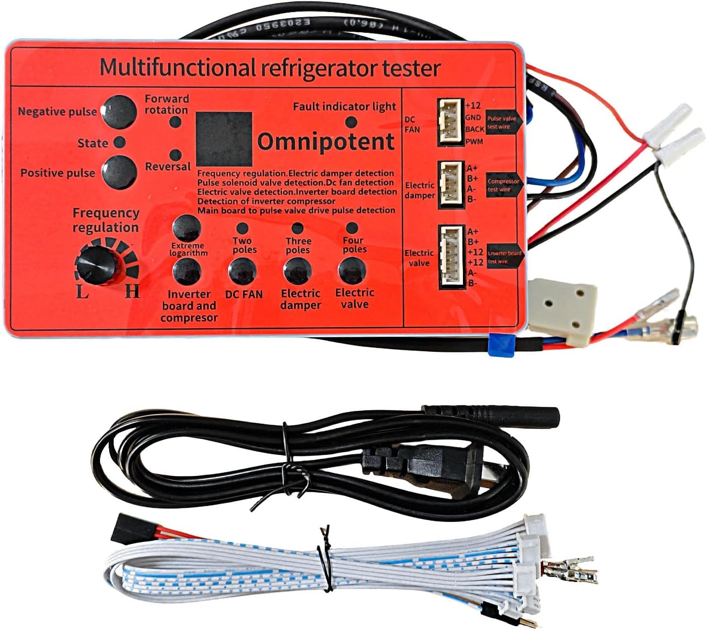 Multi-Functional Refrigerator Compressor Tester, Inverter Compressor & Pulse Solenoid Valve Tester, DC Fan Air Damper Electric Valve Fault Detector for Refrigerator Repair