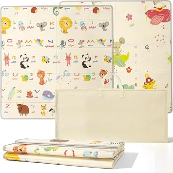 Baby Play Mat 150 x 150 cm, Foldable Waterproof Reversible Foam Mat