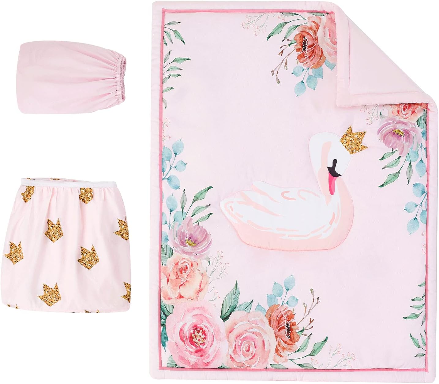 beeweed 4-Piece Crib Bedding Set for Boys Girls, Soft Baby Bedding Set Including Blanket, Crib Skirt, Crib Sheets & Diaper Stacker : Baby