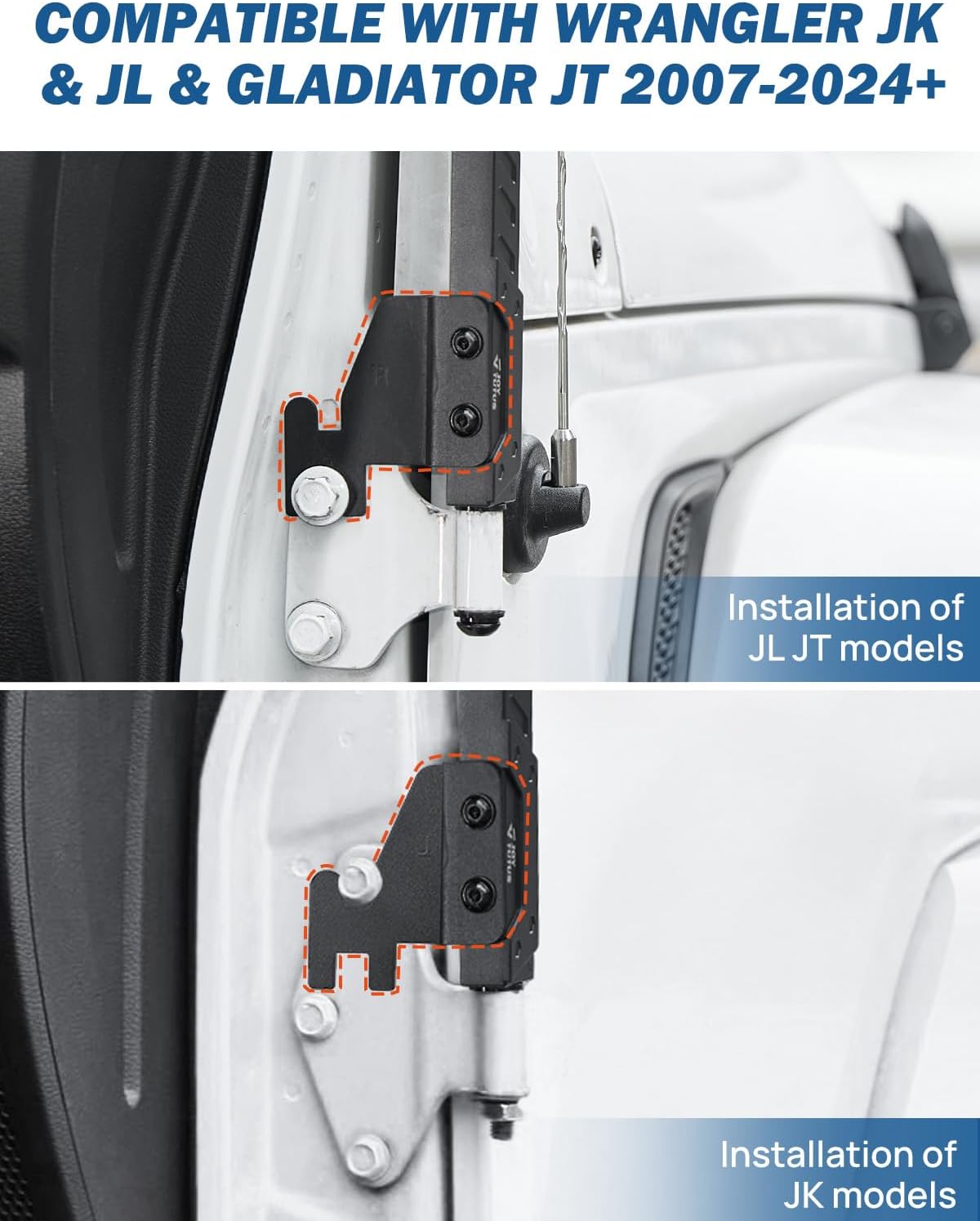 JOYTUTUS Mirrors Doors Off Compatible with Wrangler JK JL Gladiator JT, Door Hinge Mirror Anti-shake Wide Vision Easier Install, Doorless Side Quick Release Mirror