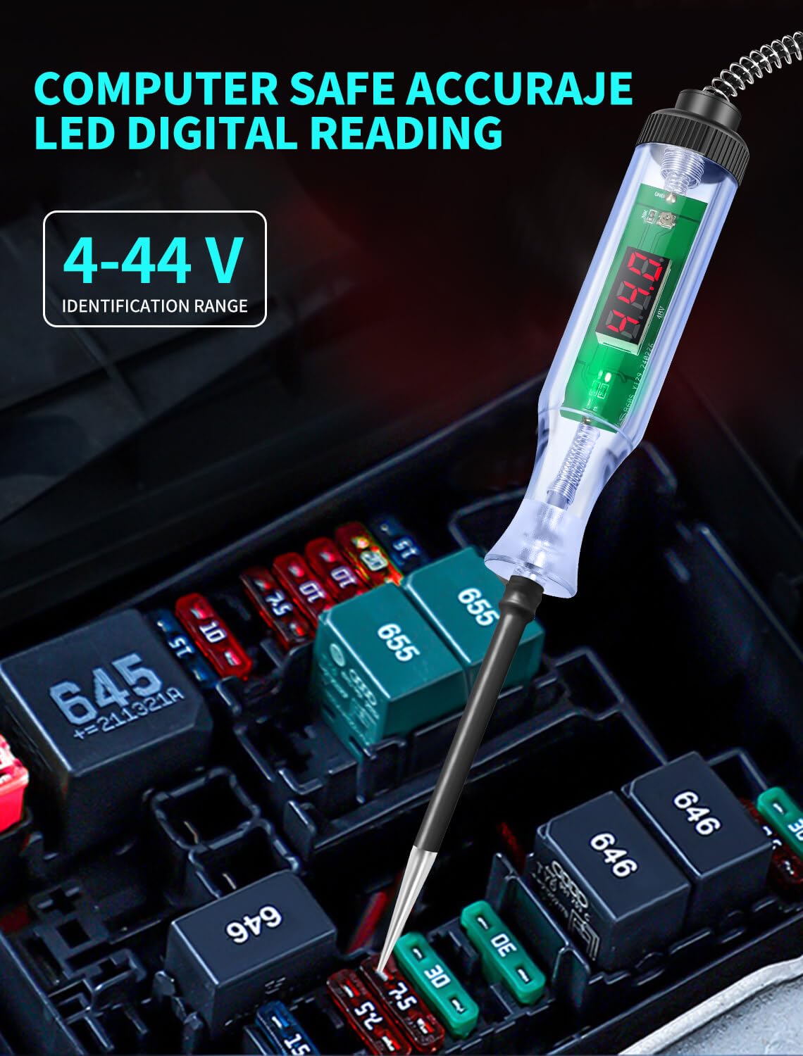 Amazon | Test Light Automotive,Circuit Tester 6-24V DC Digital LCD