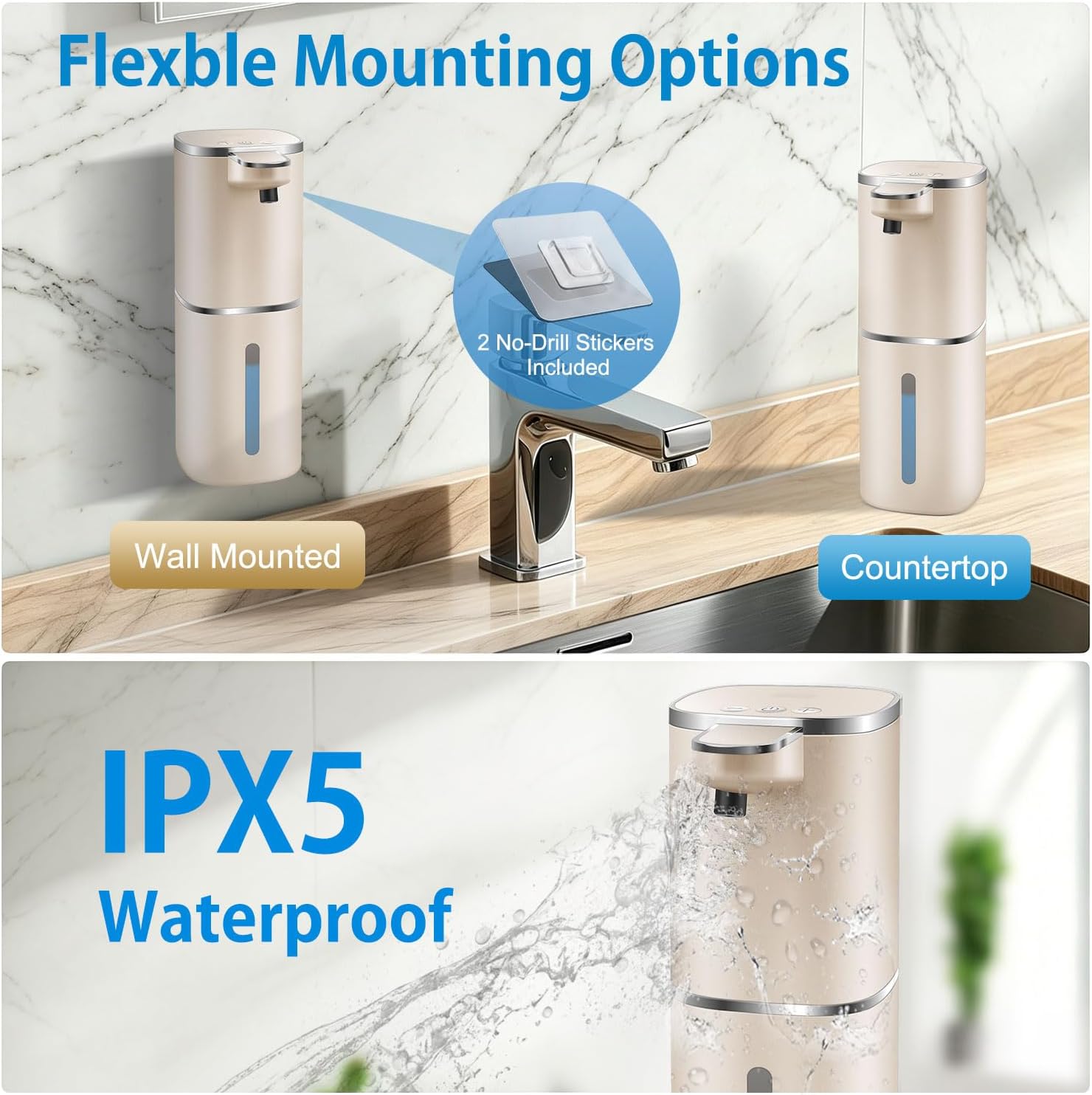 Automatic Foaming Soap Dispenser Touchless, Digital Display, Rechargeable