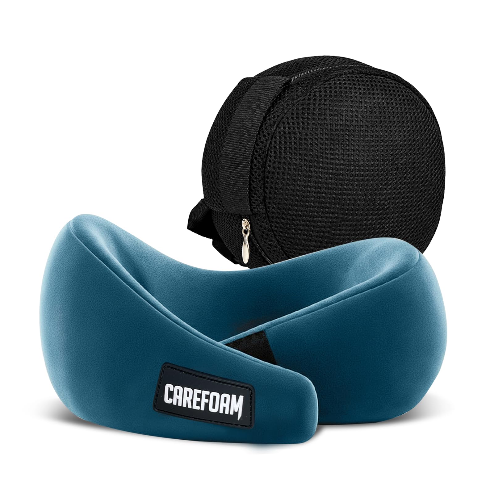 CareFoam Virgin Memory Foam Travel Neck Pillow for Airplane, Car & Train – Dual Height (5" & 4") 360° Neck Support with Adjustable Velcro Fastening & Ultra-Soft Velvet Cover-image-32