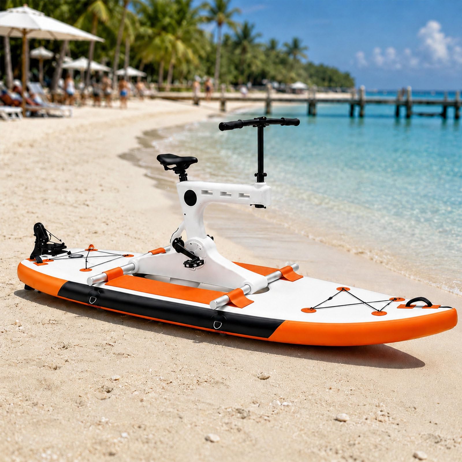 QJJML Inflatable Water Bike, Water Bike, Pedal Boat For Adults, Solo Water Bicycle For Lake, Beach Resort, Campground And Waterfront Rental Use,220kg Capacity + 7km/h Speed Orange