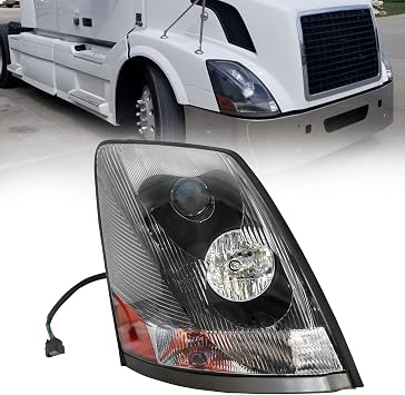 Right Side Headlight Assembly Compatible with 2004-2018 Volvo VNL VNM 2004-2015 Volvo VN Black/right side