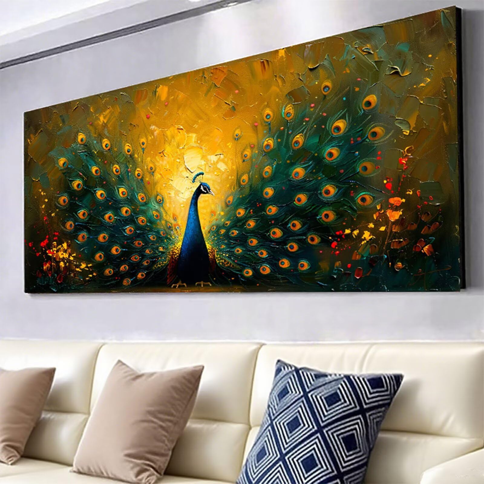 Diamentowe malowanie pióro diamentowe malowanie dla dorosłych, 5D diamentowe malowanie paw haft diamenty duży rozmiar 70 x 140 cm, DIY kryształ górski ścieg krzyżykowy ręczna aktywność do dekoracji