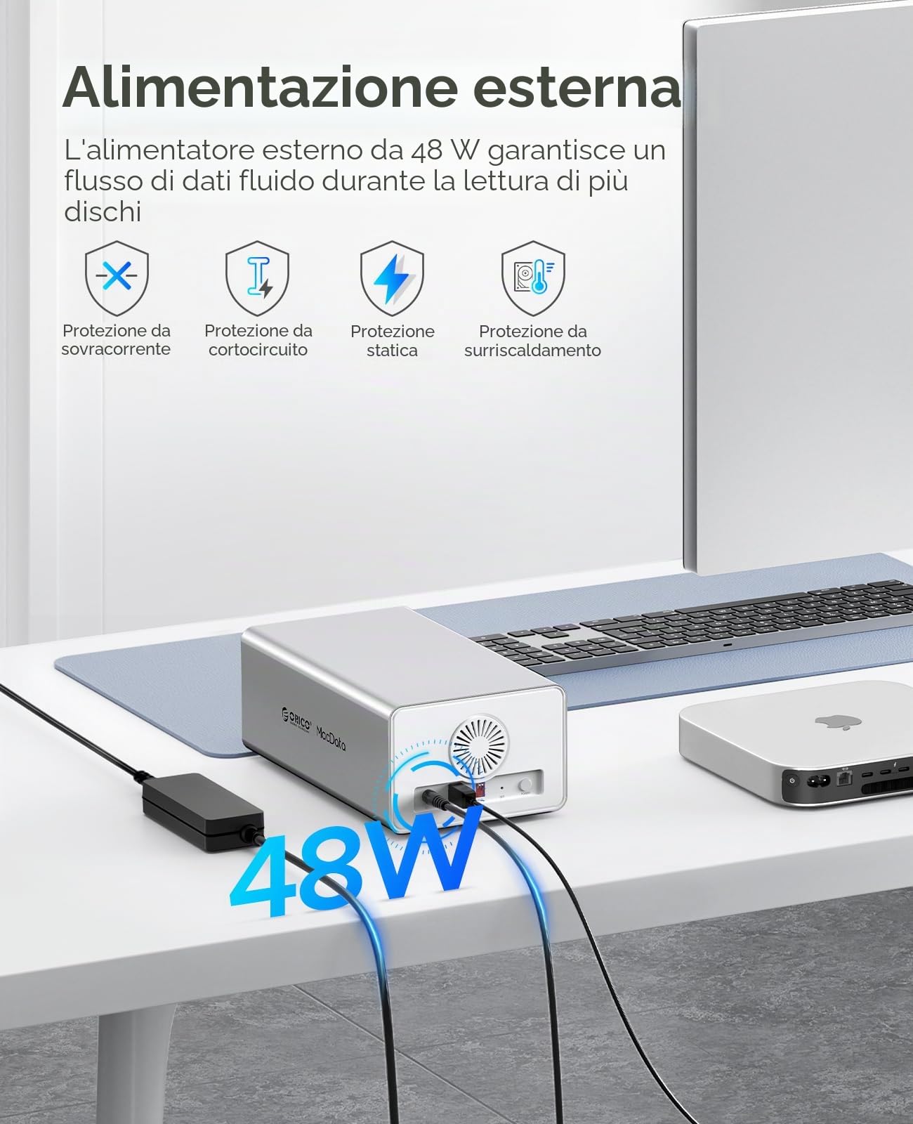 ORICO 2 Baia RAID Alloggiamento Esterno per Dischi Rigidi per HDD/SSD SATA da 2,5/3,5 pollici Fino a 2X 22TB, USB3.0 Type-B Docking station, Supporta RAID 0/1/PM (9928RU3)