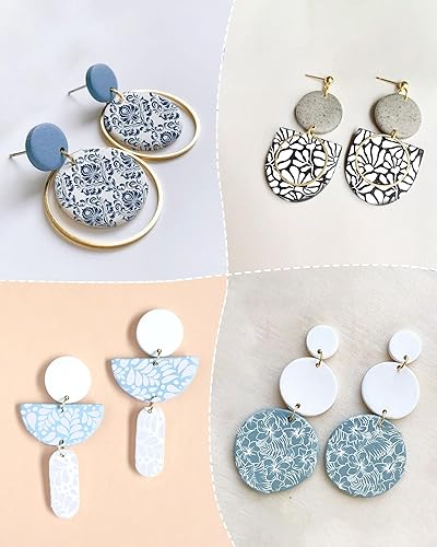 Miniatura 6 de Puocaon Pantalla de seda de arcilla botánica, 6 plantillas de pantalla de seda reutilizables para plantas para fabricación de joyas de arcilla