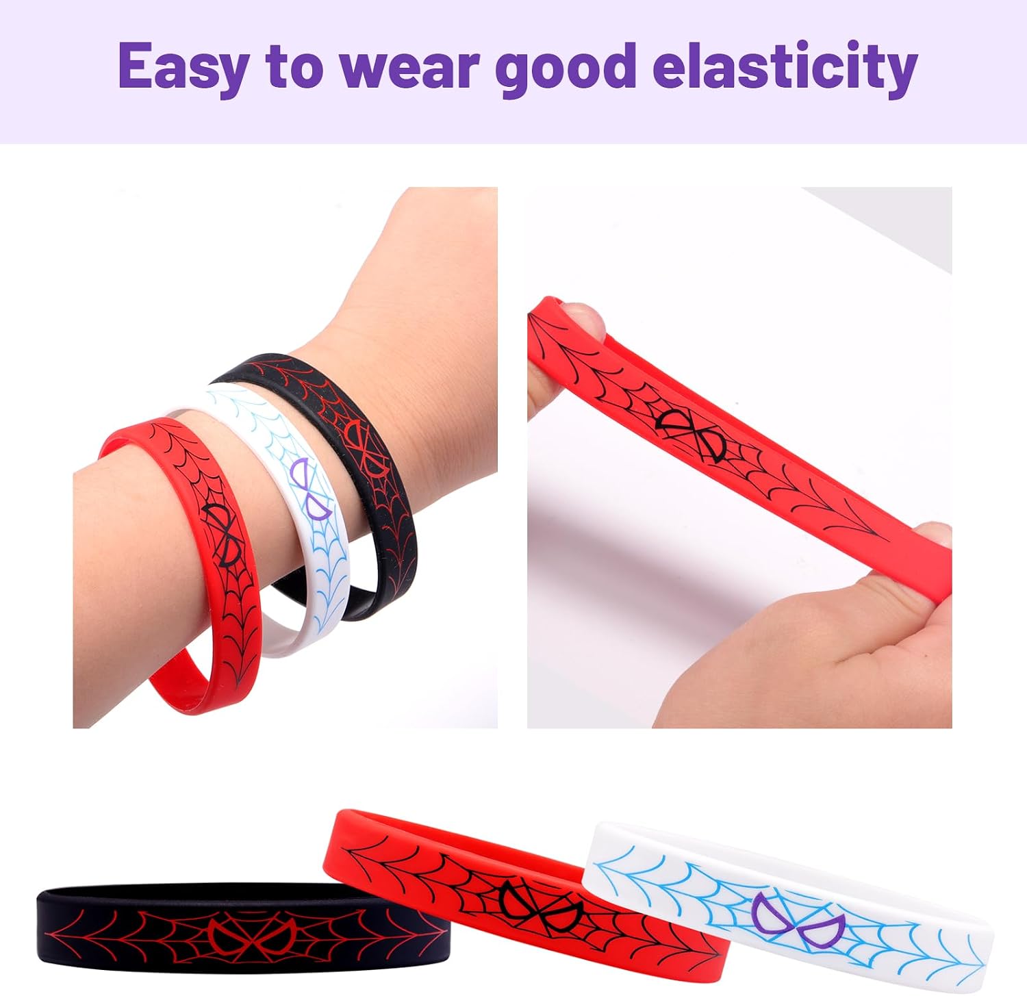24pcs Spider Silicone Wristbands Bracelets Hero
