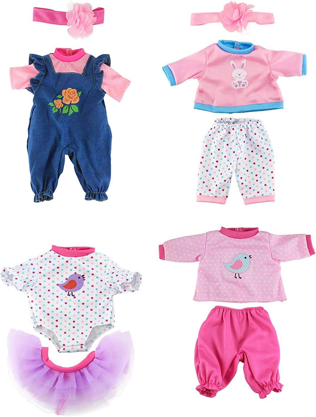 ebuddy 4 Sets Baby Doll Clothes - Fashion Outfits Fit for 14-16 inch, 17 inch New Born Baby,15 inch 18 inch Dolls