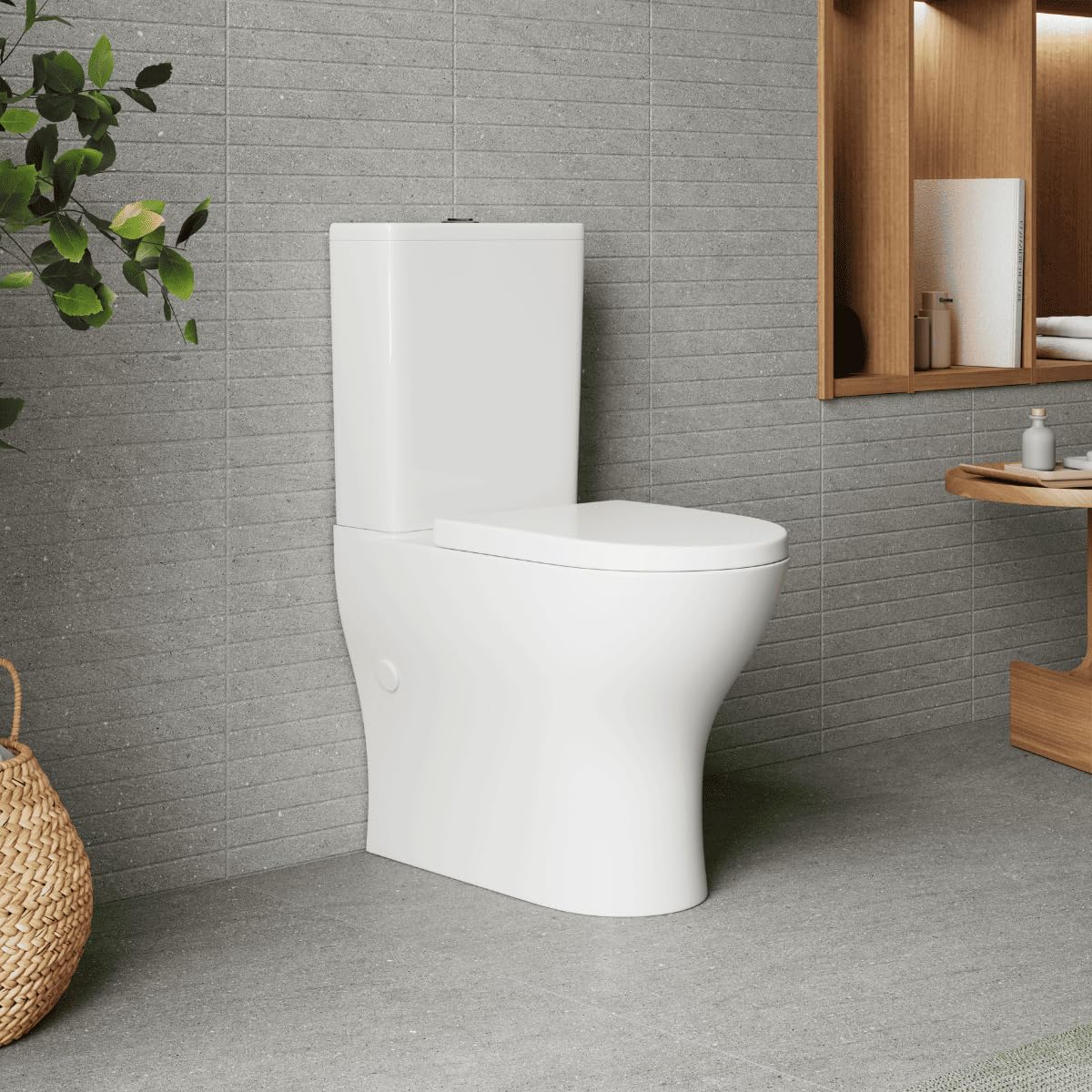 Wc Inodoro Completo Confort Compacto Adosado a Pared Alto Movilidad Reducida con Sistema Rimless | Wc Completo con Salida Dual y Asiento Amortiguado