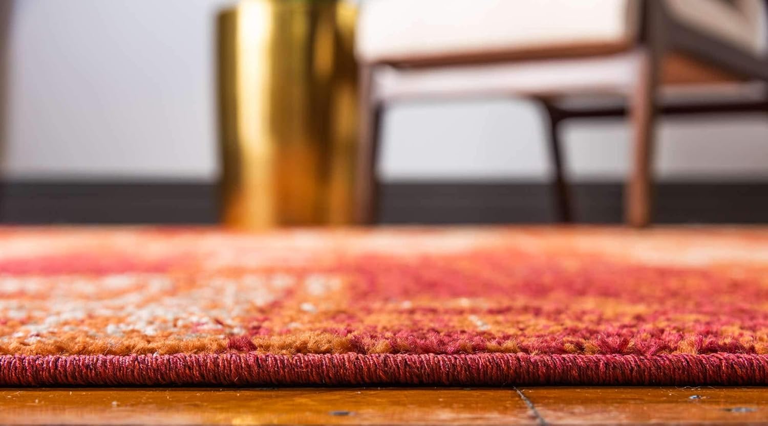 Unique Loom Autumn Collection Modern Contemporary Casual Abstract Area Rug (Terracotta/ Burgundy Vintage, 3 ft 3 in Round)