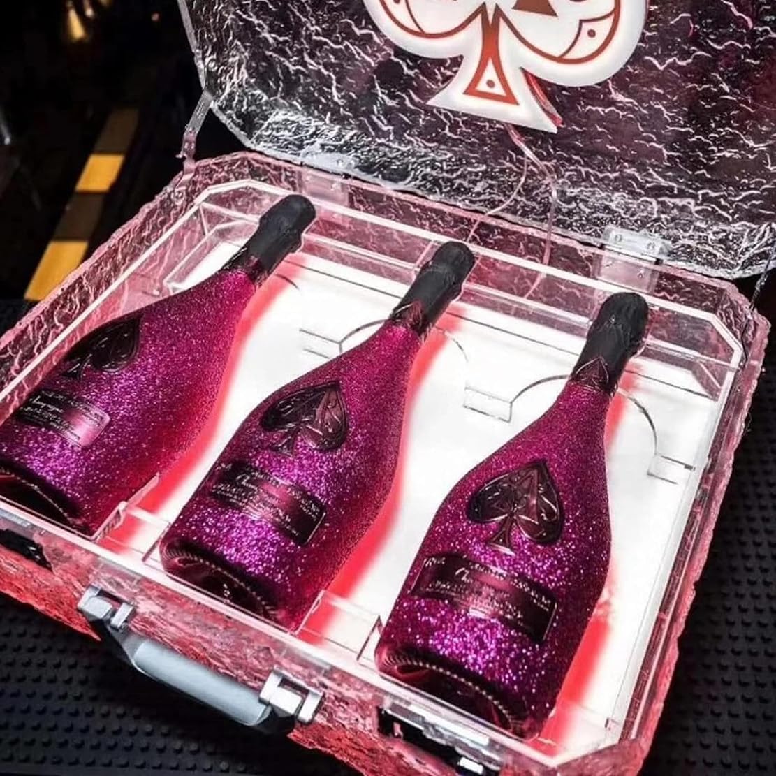 NYMFEA LED Champagne Bottle Presenter with Remote Control Control Light Change Color Bottle, 7 Color Lights, Champagne Bottle Carrier Case, for Night Club Party Lounge Bar