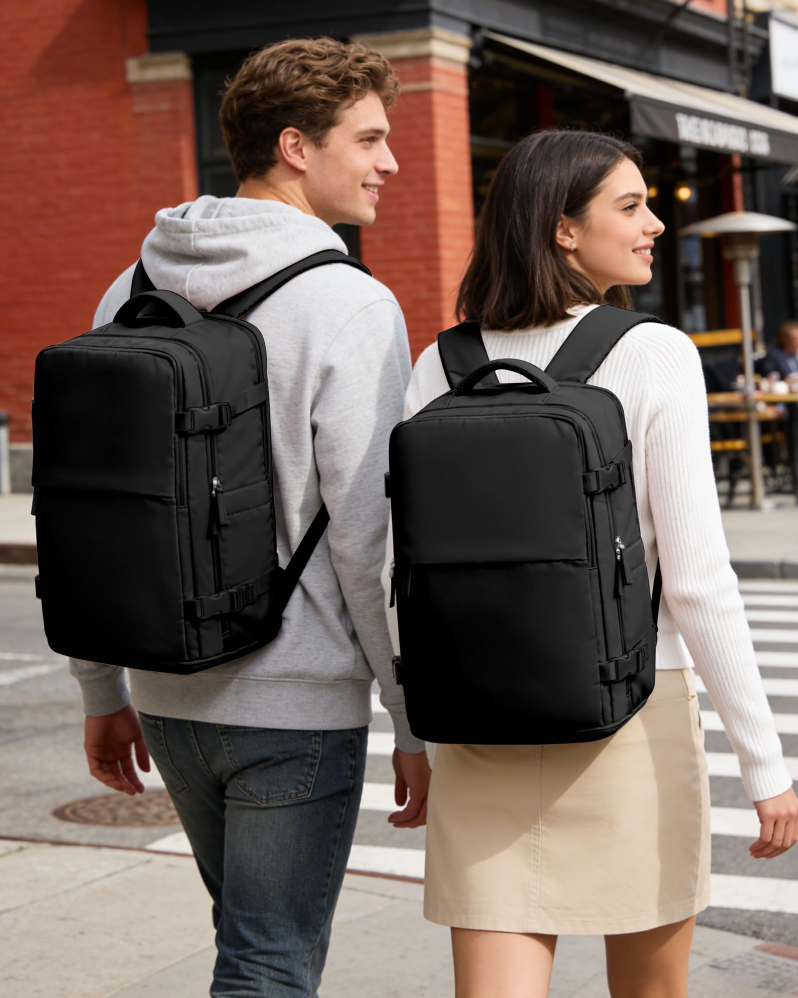 BJLFS Zaino da Viaggio con Sottovuoto Ryanair 40x30x20 Wizzair Bagaglio a mano 40x20x25 Ryanair con Pompa Borse da Cabina per Easyjet 45x36x20 con compressione sottovuoto,Zaino Casual per Laptop