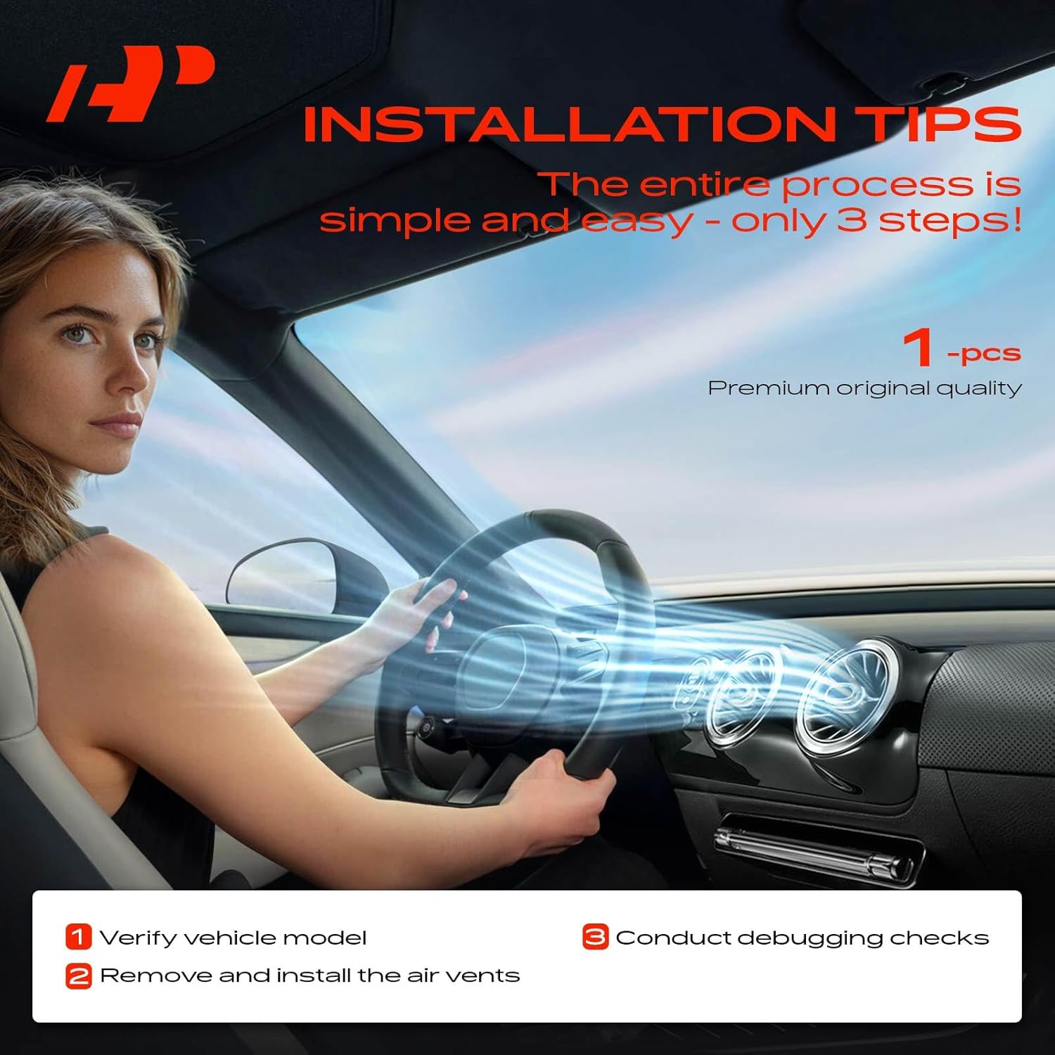 A-Premium Dashboard AC Vent Grille Panel Compatible with Mercedes-Benz C180 2011-2014, C200 2010-2014, C230 2007-2009, C250 2010-2014, C280 2007-2009, C300 2008-2014, C350, C63 AMG, Central Dash