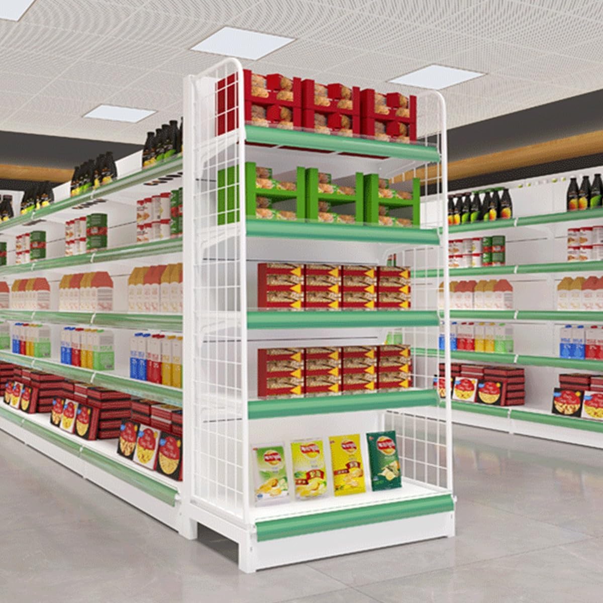 Store Display Gondola Shelving, Convenience Stores, Gondola Retail Shelving Wall Display for Convenience Grocery or Retail Stores, Office Supplies - Sturdy Wall Unit(93 * 165cm/36.6 * 64.9in)