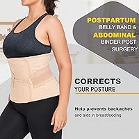 Vista 4 de Faja Abdominal Postparto Aglutinante Abdominal Post Cirugía Cesárea Faja Envolvente Cinturón de Recuperación con Soporte para la Espalda