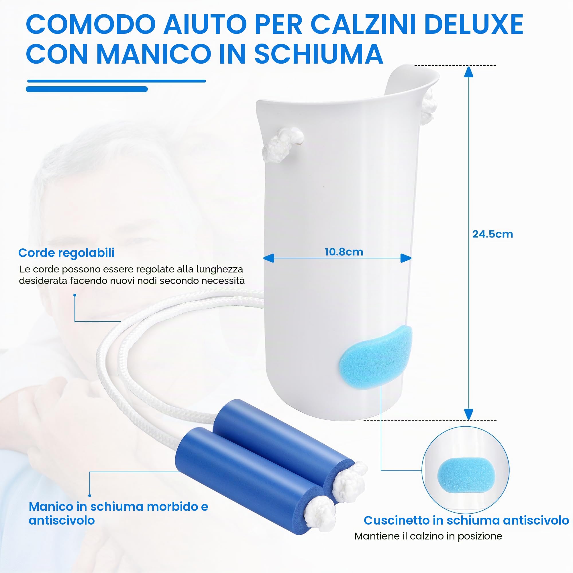 Kekoy kit di recupero per protesi all'anca 8 in 1, Ausili per vestirsi | include 91cm pinza telescopica, infila calze, calzascarpe, cinghia coscia e gambe, spugna da bagno, grattaschiena,per anziani