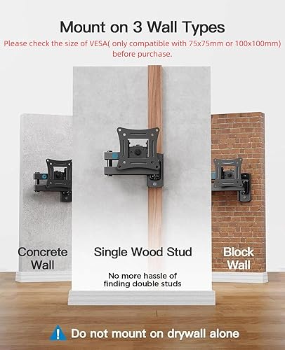 Miniatura 6 de Pipishell Soporte de pared para TV de movimiento completo, extensión articulada giratoria inclinada para Max VESA 3.937 x 3.937 in, soporte de TV de