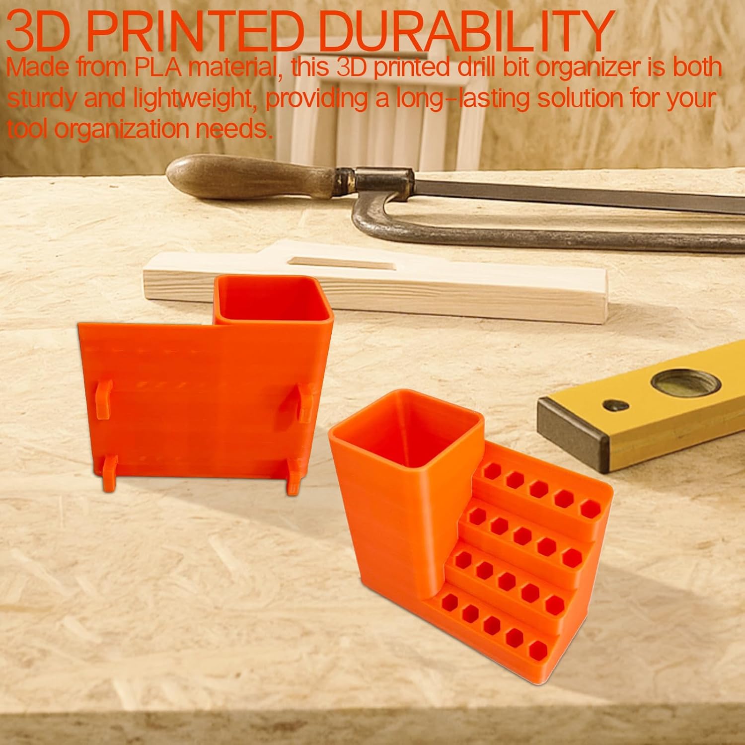Drill Bit Organizer Screwdriver Bits Holder Storage Tool Box - 20/50 Hole Capacity,for 1/4" Impact Tips,3D Printed PLA Material,with Power Drill Holder (50 Hole)