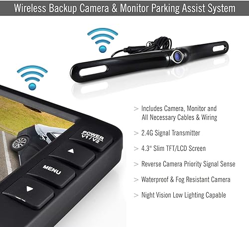 Miniatura 6 de Pyle Cámara de visión trasera inalámbrica, sistema de marcha atrás mejorado para estacionamiento de vehículos con IP67 impermeable y resistente a la