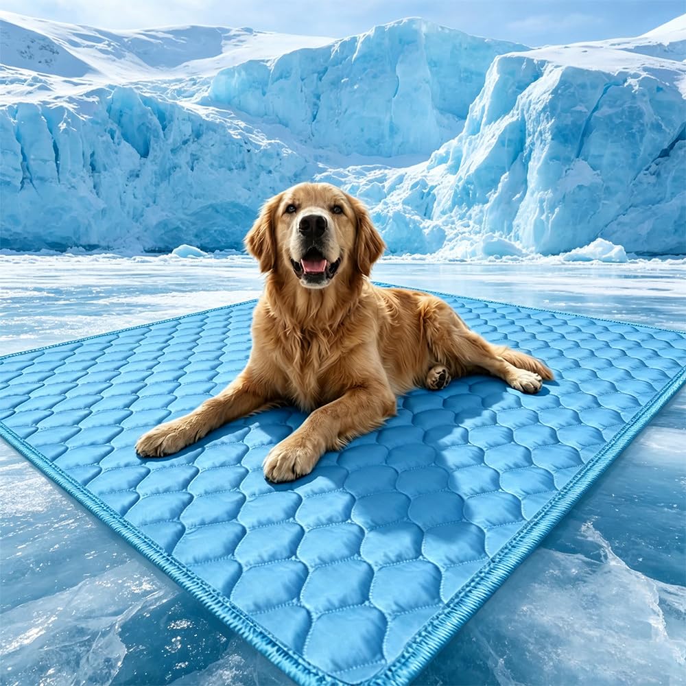 Dog Cool Mat - 2026 New Soft Large Cool Pad, Non-Slip Mesh Bottom, Self Ice-Silk Polyester, Waterproof, Easy Clean, for Dog Crate, Car, Outdoor (XL-100 * 70cm)