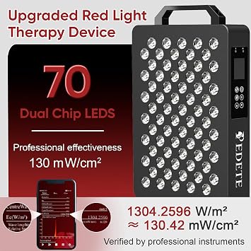 Red Light Therapy for Face and Body, 630nm 660nm 810nm and 850nm Near Infrared Light Therapy Panel, 70 Dual Chip LEDs, High Power LED Light Therapy Device for Skin Care, Sleep, Pain Relief. M70