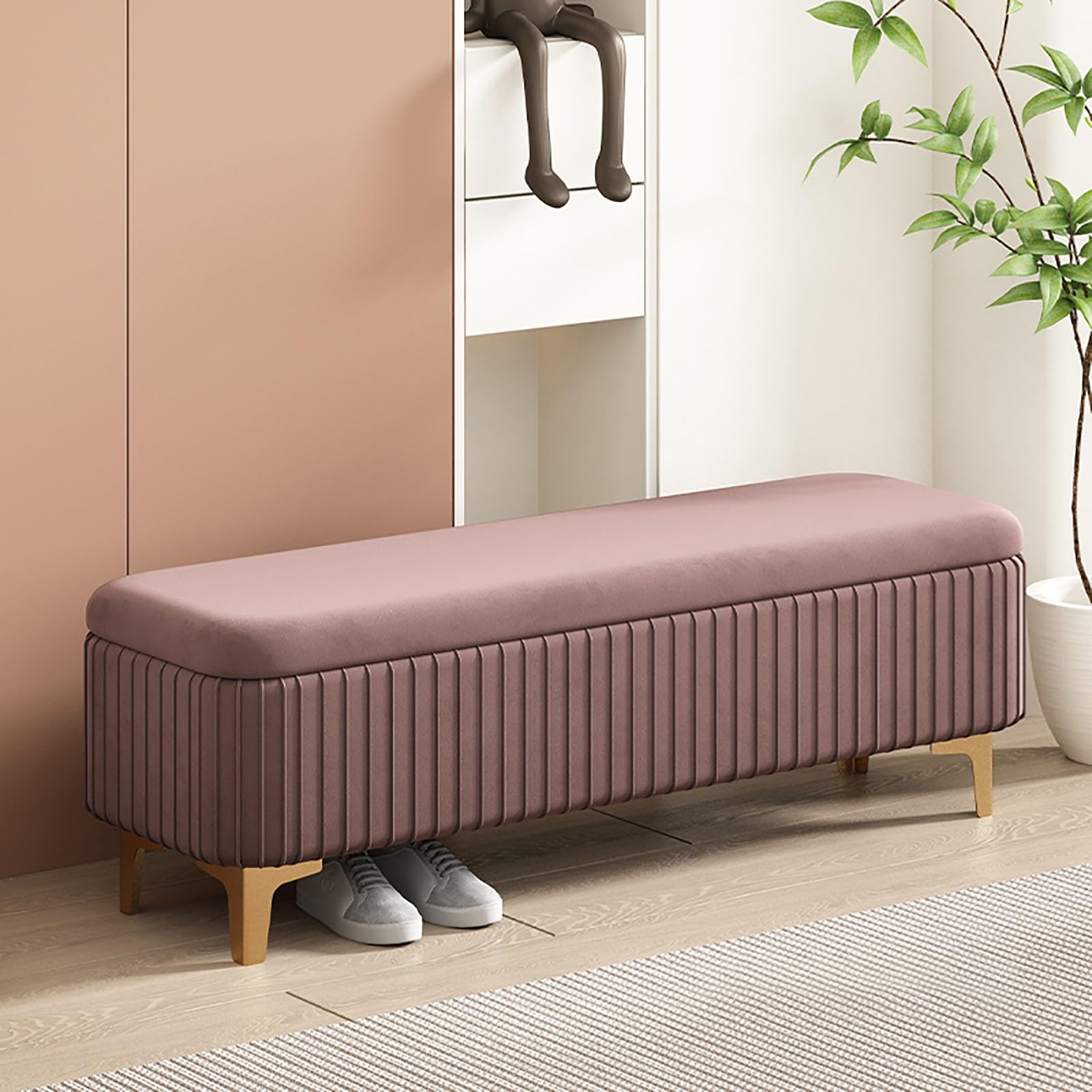 Pouf de rangement carré en velours pour éliminer le désordre dans le salon