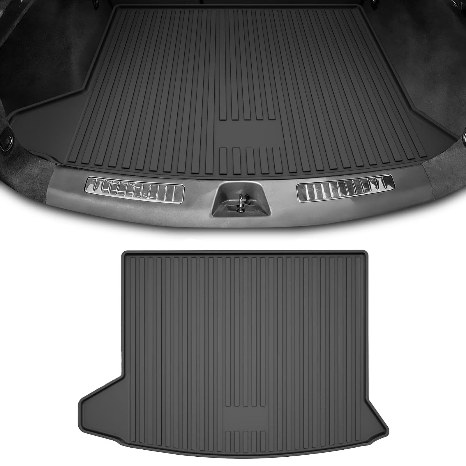 Allwetter-Cargo-Einlage für Cadillac, 2. Reihe, 3D, wasserdicht, langlebig, geruchlos, Kofferraumwanne für Cadillac XT4, 2019–2022, Schwarz