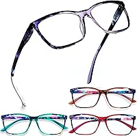 Vista 9 de Henotin Paquete de 4 lentes de lectura para mujer, bloqueo de luz azul, bisagra de resorte, lentes de lectura antifatiga ocular para computadora