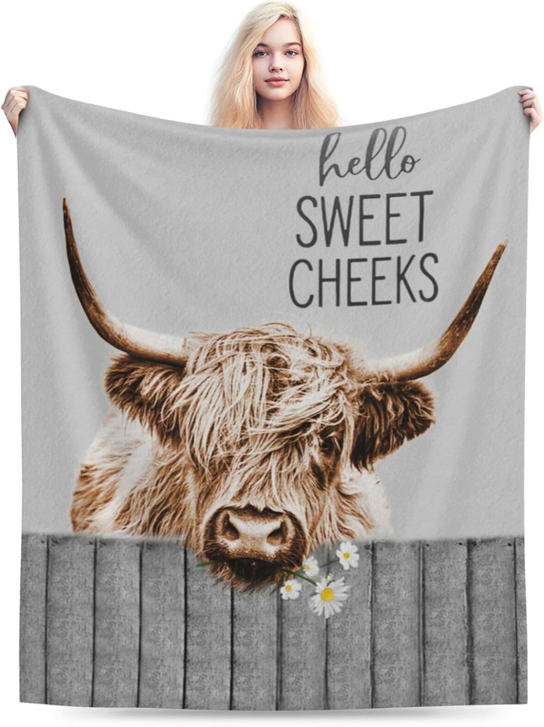 Highland Cow Blanket Cute Farmhouse Cow Print Plush Throw Blankets Soft Cozy Fleece Warm Farm Animal Bedding Blanket Gifts for Girls Kids Couch Travel 60"X80"